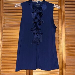 346 Brooks Brothers Sleeveless Blue Ruffles Size‎ Medium Top